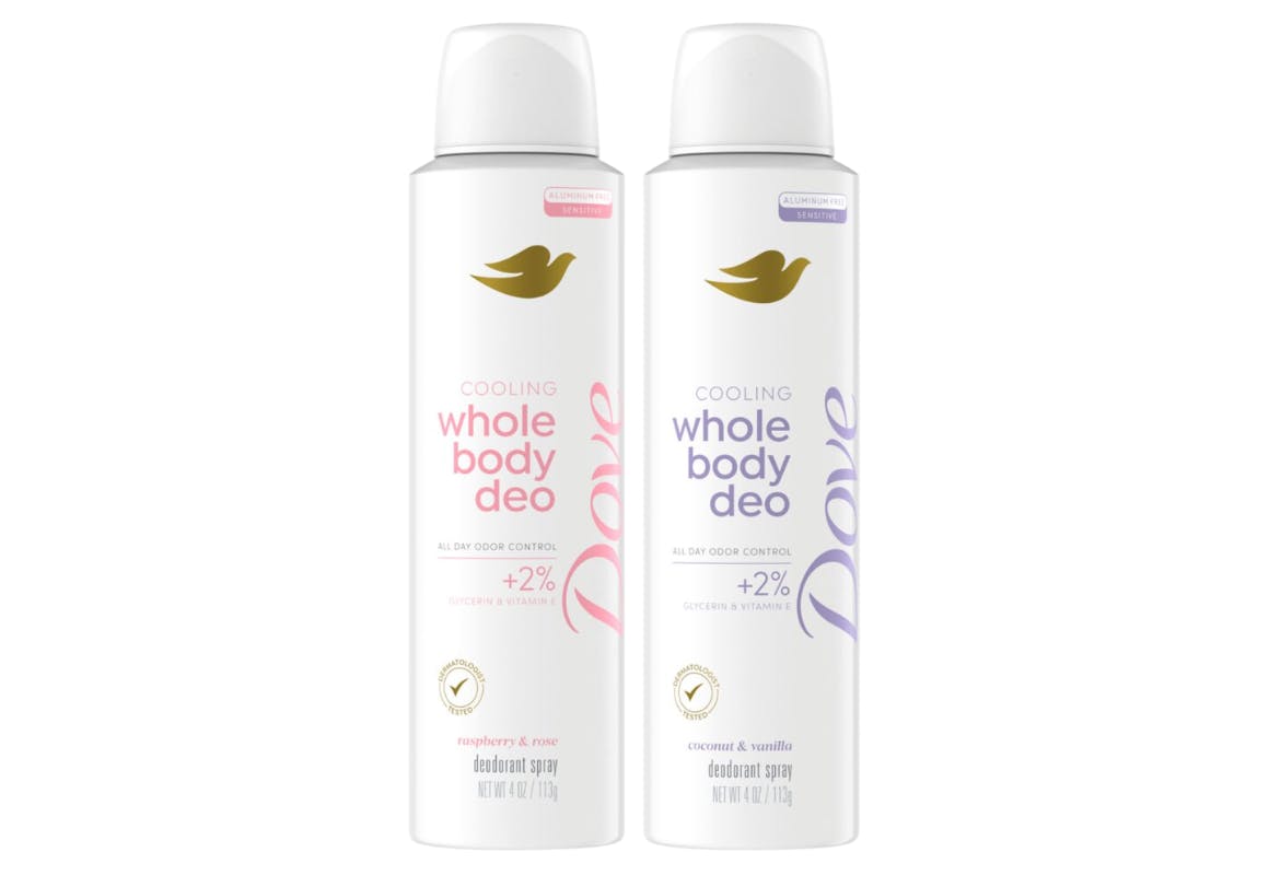 2 Dove Whole Body Deodorant Sprays