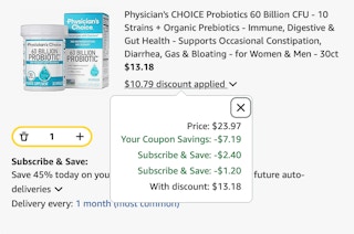 probiotics Amazon receipt