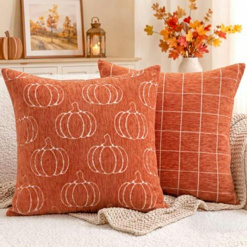 Fall Pumpkin Chenille Pillow Covers