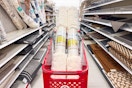 2 shag area rugs sitting in a target cart