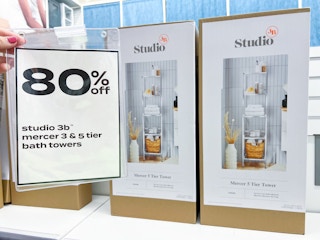 display of 5-tier bath towers inits packaging