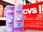 loreal elvive shampoo and conditioner with a cvs shopping basket