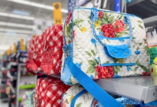 the pioneer woman quilted travel totes on walmart shelf