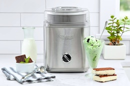 Lifestyle image of the Cuisinart Pure Indulgence Frozen Treat Maker on  kitchen countertop 