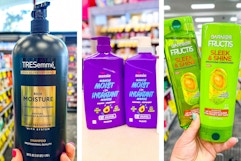 collage image of tresemme, aussie, and garnier shampoo