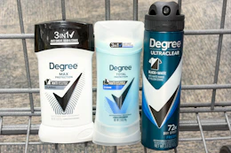Degree deodorants in a shopping cart
