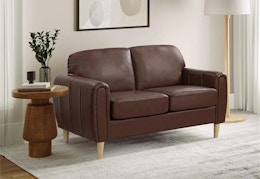 brown faux leather loveseat