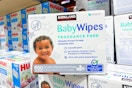 kirkland baby wipes stacked at costco