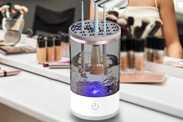 an electric makeup brush cleaner