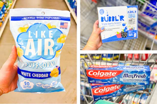 puffcorn water toothpaste collage
