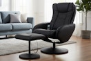 a faux leather massage chair with an ottoman