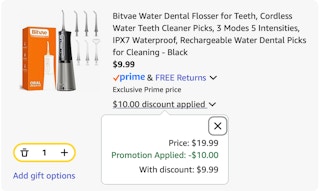 Bitvae water flosser Amazon receipt
