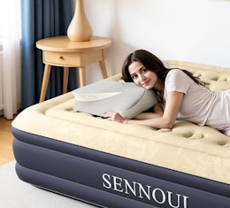 a person laying on a cervical pillow