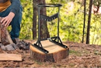 Lifestyle image of Vevor wood splitter being used outdoors in the woods