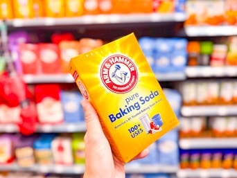 2-pound box of Baking Soda held up in Walmart store