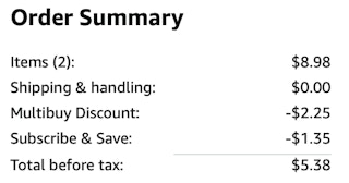 ivory soap Amazon receipt 