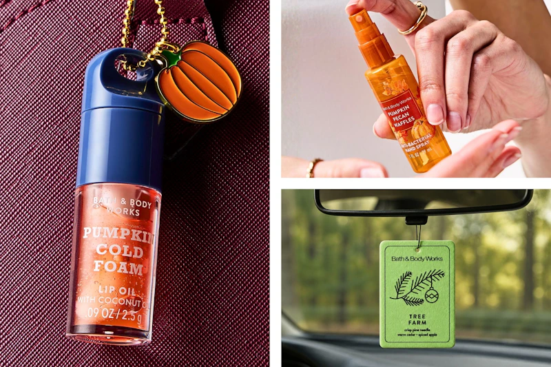 Lip, hand sanitizer spray & car freshener in mini sizes from Bath & Body Works