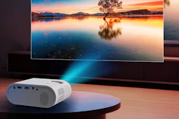 a mini projector on a table