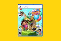 a ps5 game on a yellow background