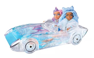 dolls in a car