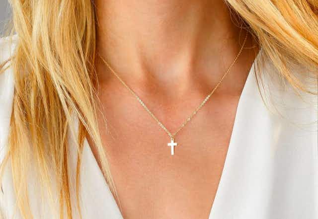 18K Gold-Plated Cross Necklace, Only $4 Shipped card image