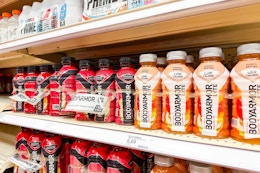 bodyarmor sports drinks 8-packs sitting on a target shelf