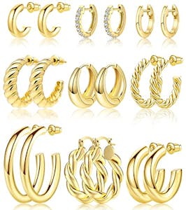 Gold-Plated Hoop Earrings Set