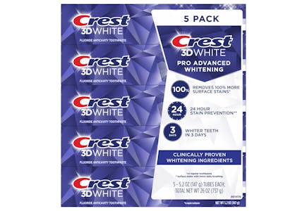 Crest 3D White Toothpaste 5-Pack