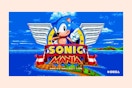 a sonic game on a cream background