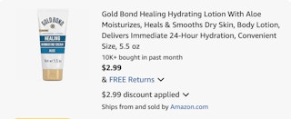 Gold Bond lotion Amazon receipt