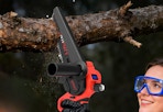 orange mini chainsaw 6-inch size