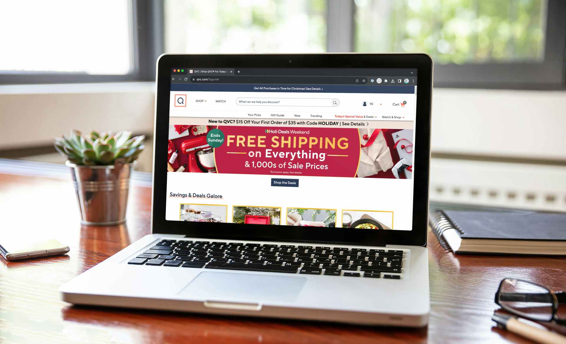the QVC website advertising a free shipping weekend