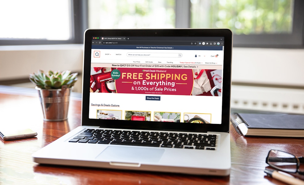 the QVC website advertising a free shipping weekend