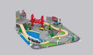 a road and train toy set