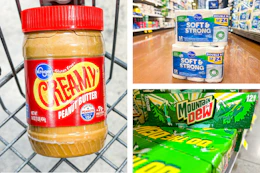 peanut butter soda toilet paper collage