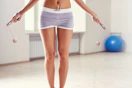 woman using cordless jump rope