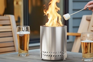 fire pit on outdoor patio