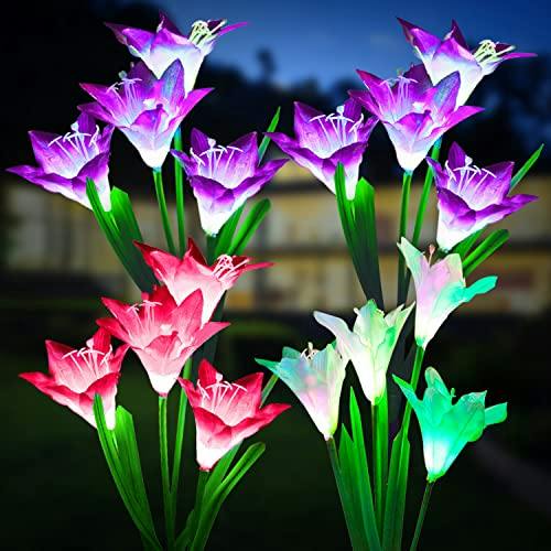 Solar Lily Flower Garden Lights 4-Pack