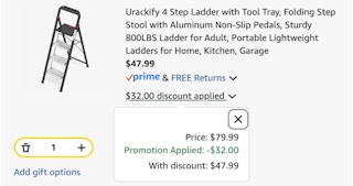 step ladder Amazon receipt
