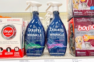 downy wrinkle releaser spray sitting on a target shelf