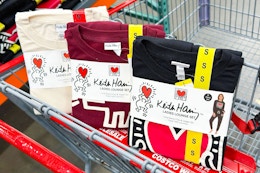 keith haring jogger sets side by side in costco shopping cart