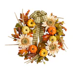 Fall Pumpkin Sunflower Faux Wreath