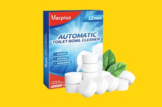 a pack of toilet bowl cleaner tablets with tablets on the outside