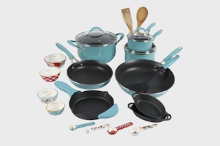 light blue The Pioneer Woman cookware set