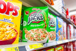 apple jacks cereal on store shelf