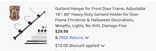 garland hanger Amazon receipt