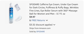eye cream Amazon receipt