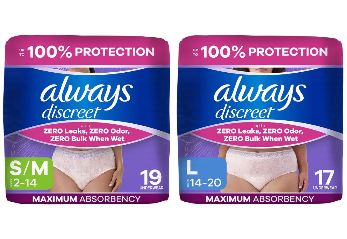 4 Always Discreet Underwear Packs