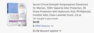 secret deodorant Amazon receipt