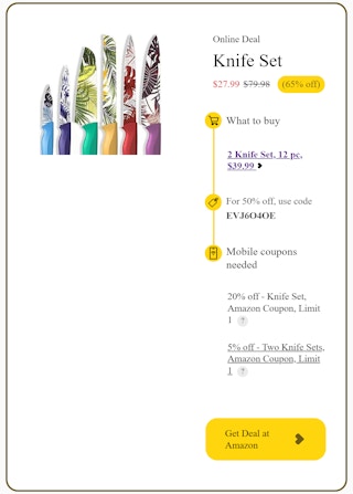 amazon coupons knife set deal formula